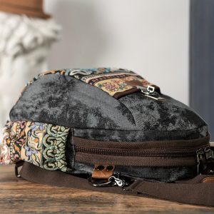 Bohemian Style Canvas Backpack With Multiple Functions, Can Be Worn As A Single Shoulder Or Crossbody Casual Backpack